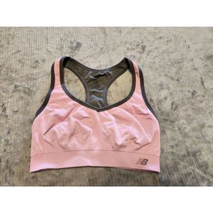 NEW BALANCE Racerback Sports Running Bra Size S Pink Gray